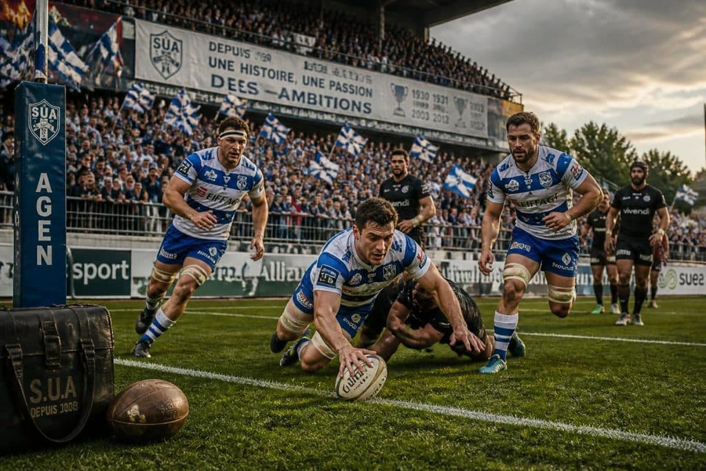 découvrez l'histoire riche, la passion intense et les grandes ambitions du club de rugby agen, connu sous le nom de sua vaincra.