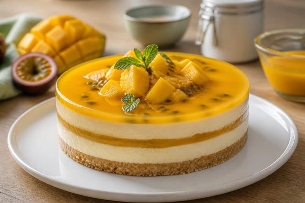 découvrez notre recette facile et gourmande d'entremet mangue passion, un dessert frais et exotique parfait pour toutes les occasions.