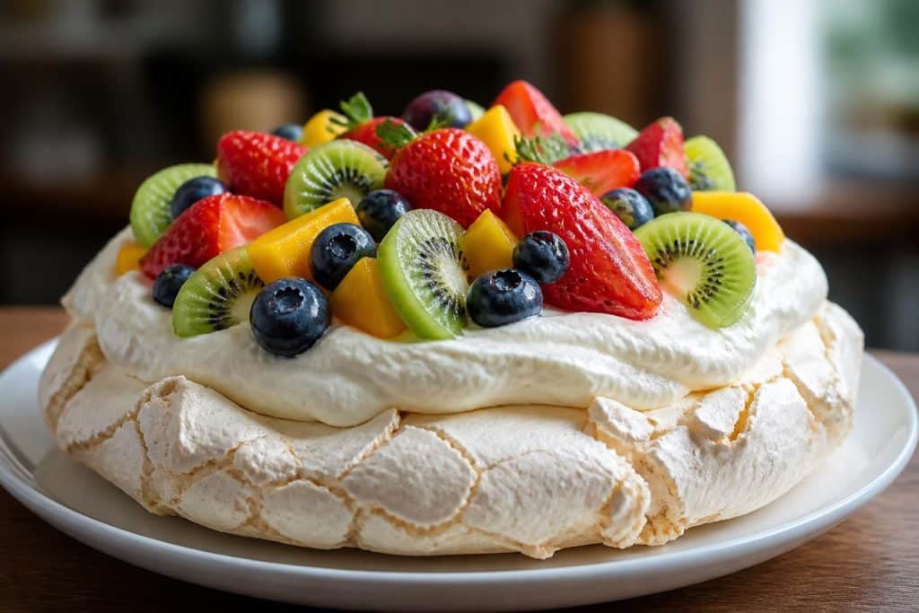 découvrez notre recette facile de pavlova avec une meringue croustillante et des fruits frais pour un dessert léger et délicieux.