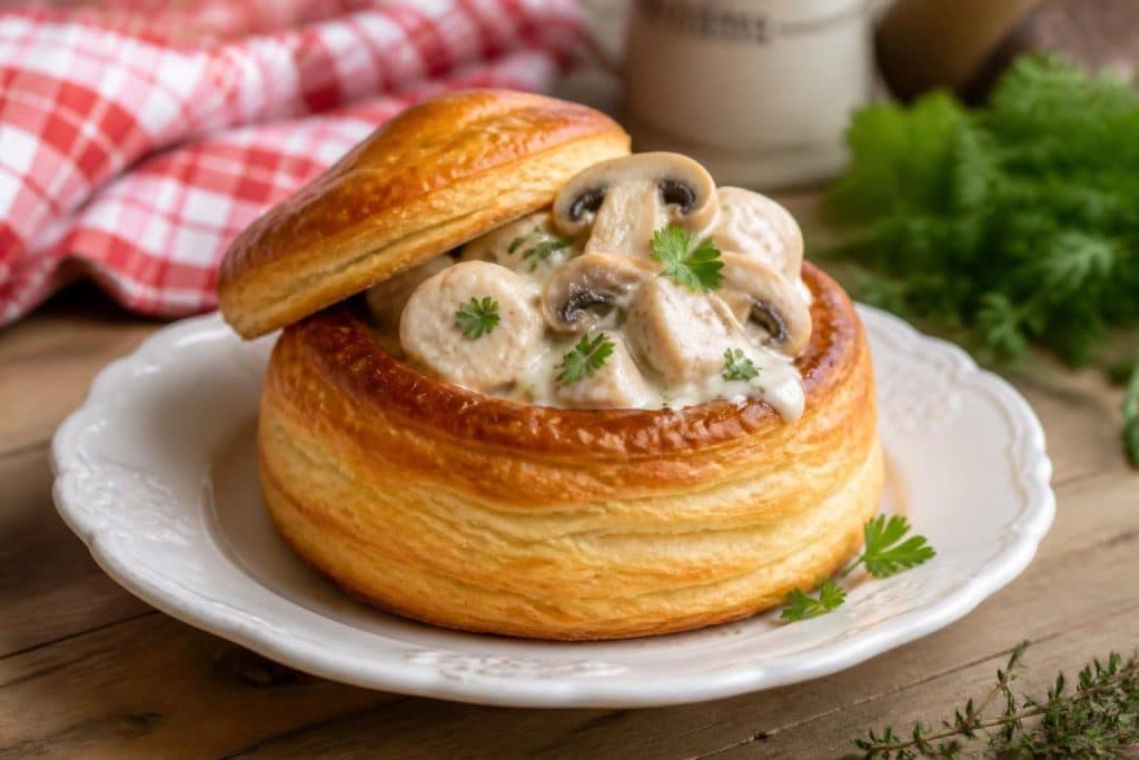 découvrez la recette traditionnelle du vol-au-vent grand-mère, un délicieux plat à base de poulet tendre et de champignons savoureux, parfait pour un repas authentique et réconfortant.