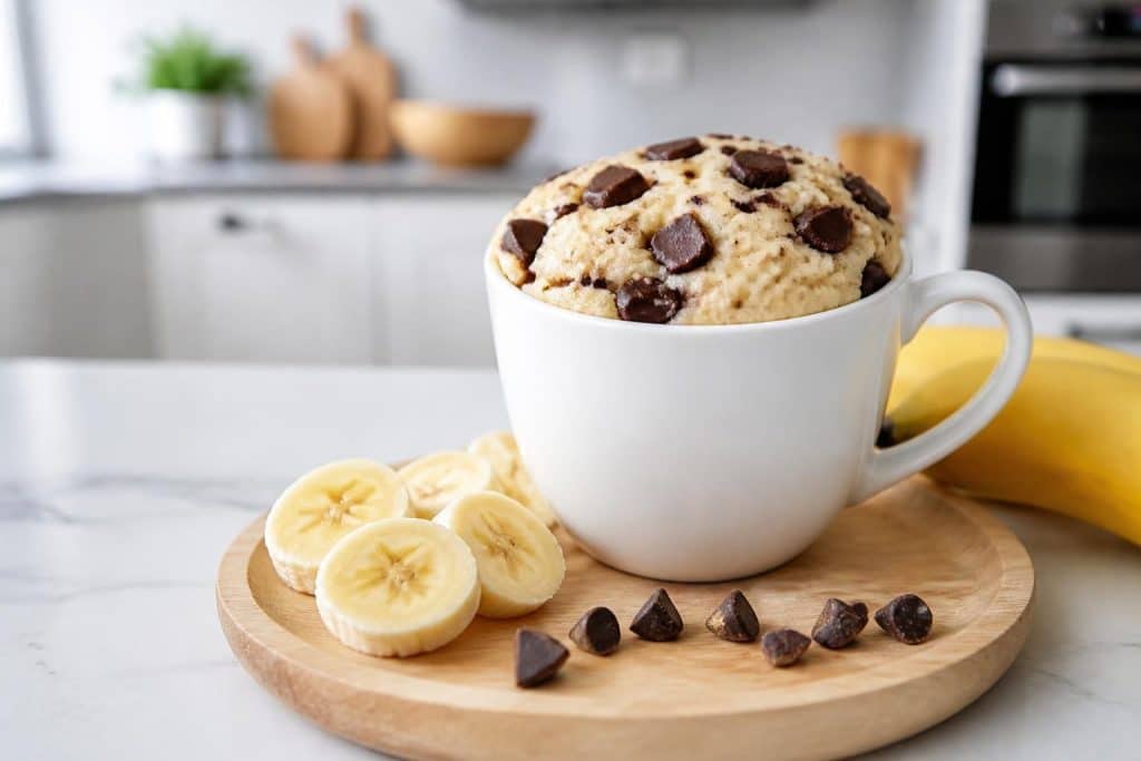 découvrez une recette rapide et facile de mug cake banane chocolat, idéale pour un dessert gourmand prêt en quelques minutes.