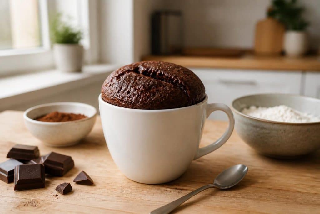 découvrez une recette facile et rapide de mug cake au chocolat sans beurre, idéale pour une gourmandise saine en quelques minutes.