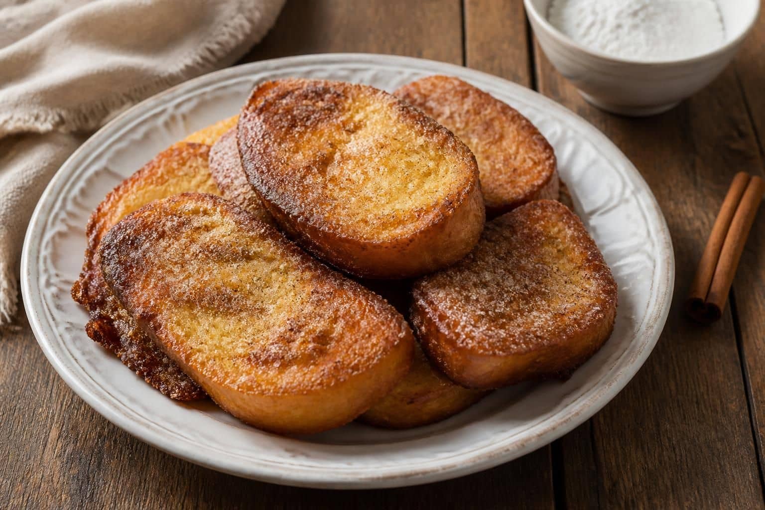 découvrez la recette traditionnelle portugaise des rabanadas, un délicieux pain perdu croustillant saupoudré de sucre et de cannelle, parfait pour vos desserts.
