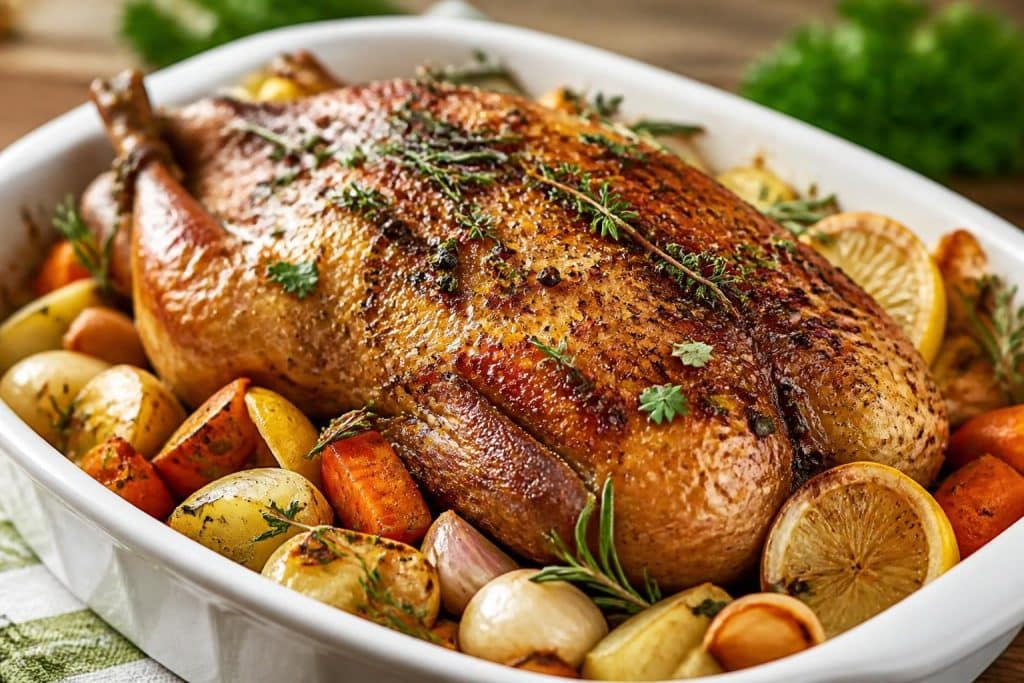 découvrez une recette facile de canette au four, délicieusement parfumée aux herbes et épices pour un repas savoureux et rapide à préparer.